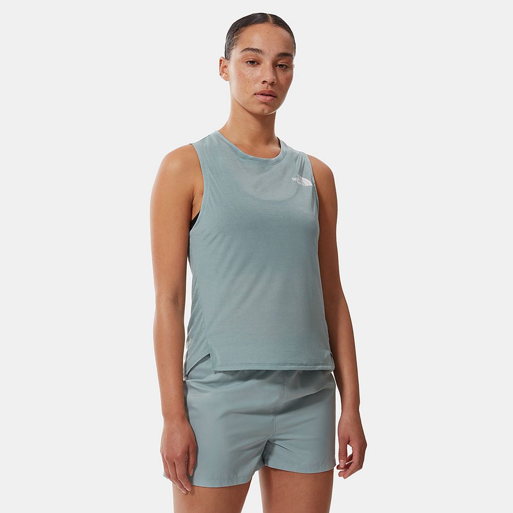 The North Face Tank Top Womens Australia - The North Face Up With The Sun Silver Blue Running & Trai